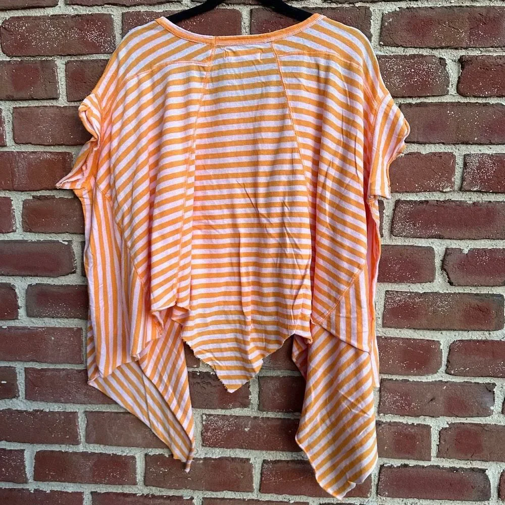 Free People X We The Free Angel Striped Tee pink orange size XS NEW